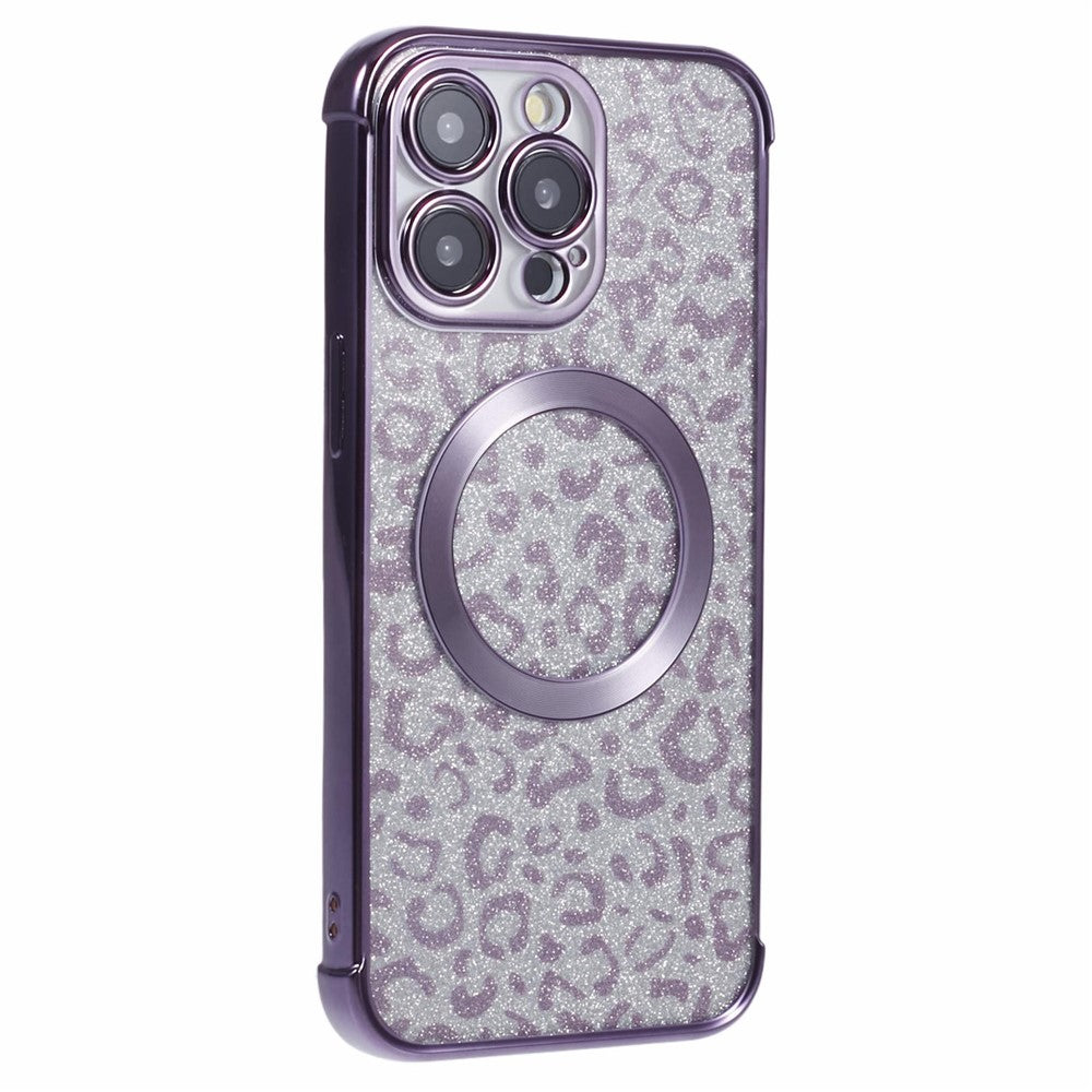 HRF Series for iPhone 12 Pro Magnetic Case Electroplating Leopard TPU Phone Cover