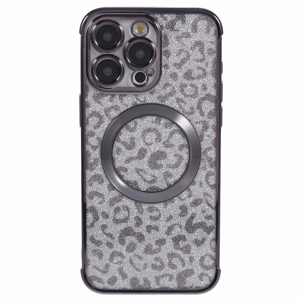 HRF-serien för iPhone 13 Pro Max-skal med elektroplätering, magnetiskt TPU-fodral, leopardmönster