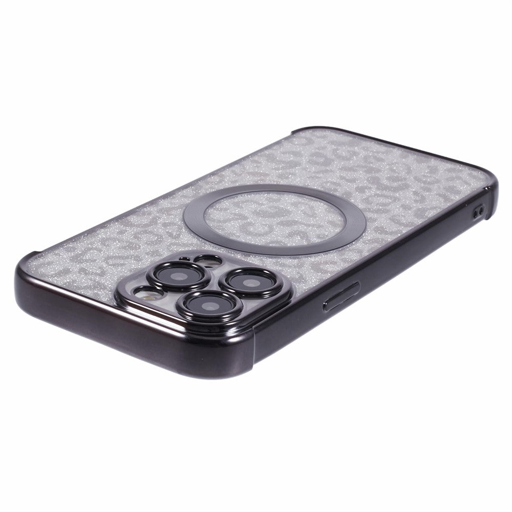 HRF-serien för iPhone 13 Pro Max-skal med elektroplätering, magnetiskt TPU-fodral, leopardmönster