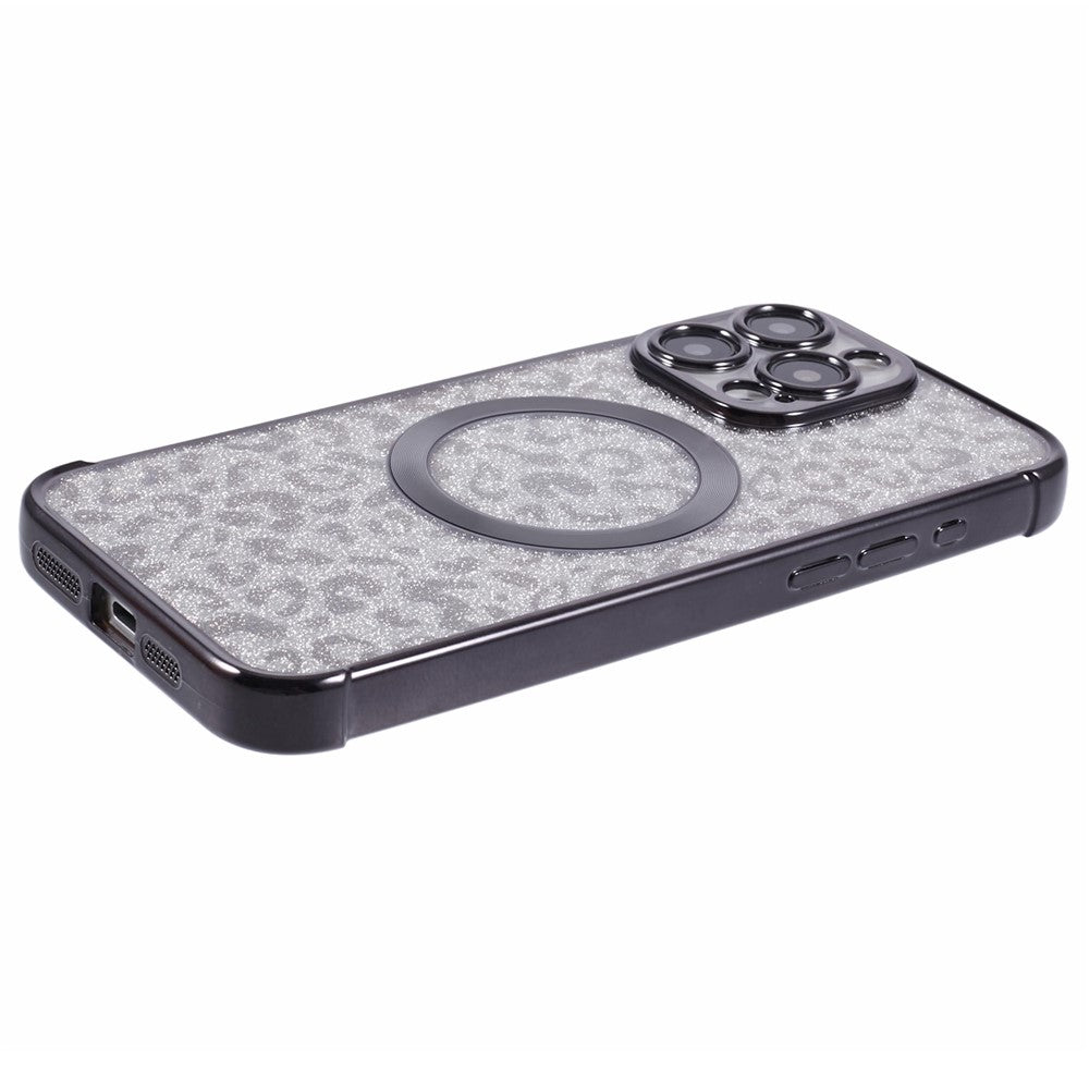 HRF-serien för iPhone 13 Pro Max-skal med elektroplätering, magnetiskt TPU-fodral, leopardmönster