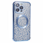 HRF-serien för iPhone 13 Pro Max-skal med elektroplätering, magnetiskt TPU-fodral, leopardmönster