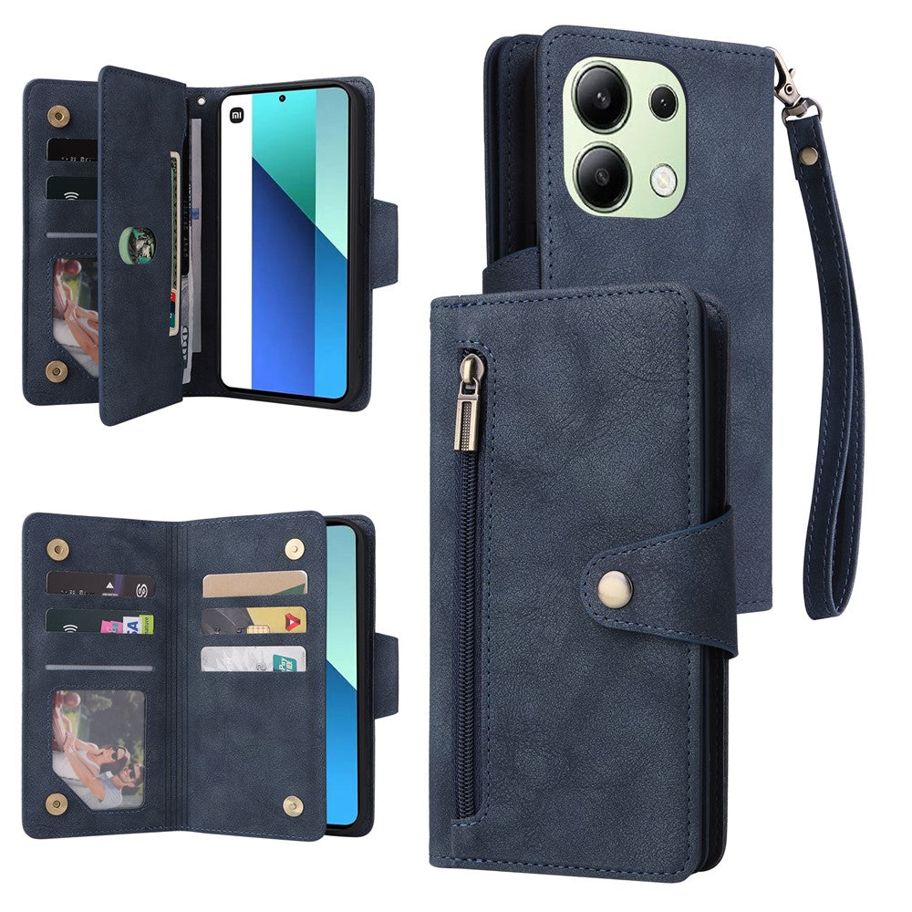 Xiaomi Redmi Note 13 4G mobil Plånboksfodral Nitdekor Läder Stativfodral