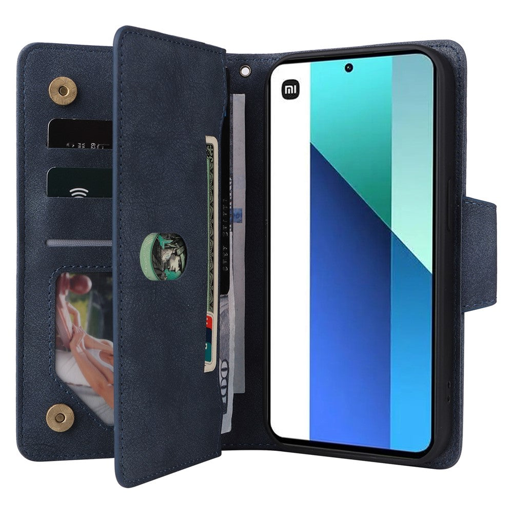 Xiaomi Redmi Note 13 4G mobil Plånboksfodral Nitdekor Läder Stativfodral