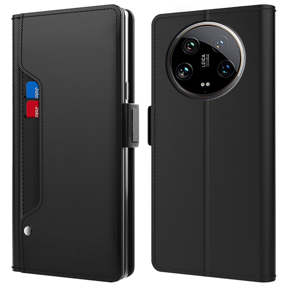 Xiaomi 14 Ultra-lædercover, magnetisk mobilcover med spejl, PU+TPU-tegnebogsetui