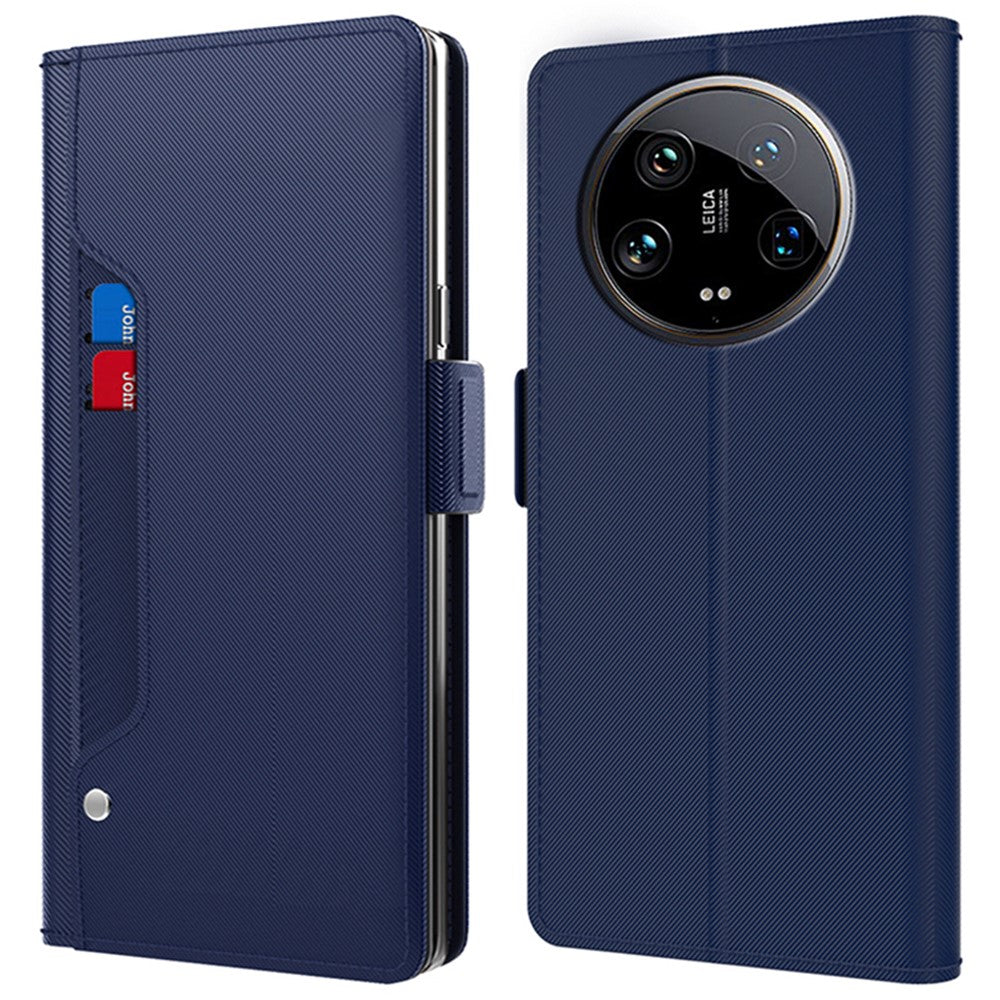 Xiaomi 14 Ultra-lædercover, magnetisk mobilcover med spejl, PU+TPU-tegnebogsetui