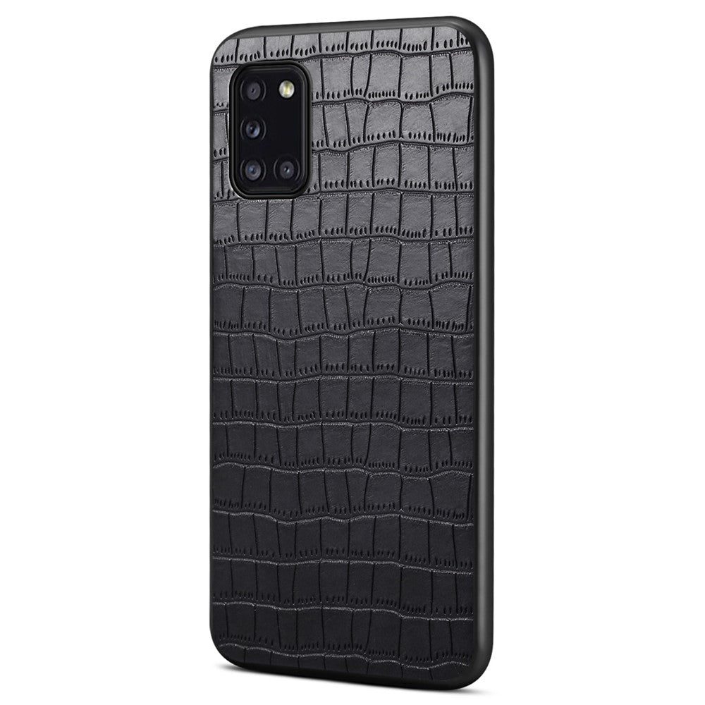 For Samsung Galaxy A31 Shockproof Case Crocodile Textured Leather Hybrid Slim Phone Case
