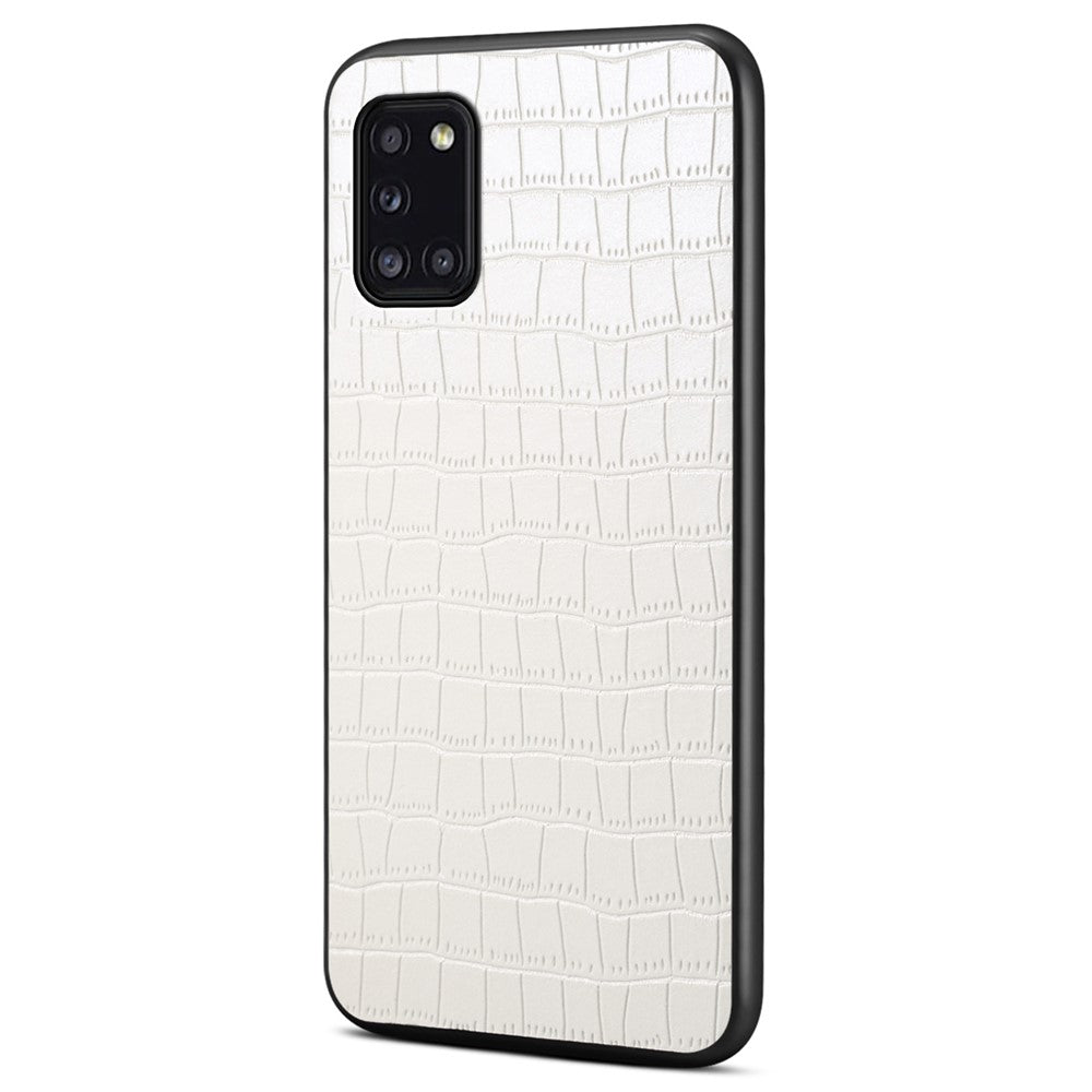 For Samsung Galaxy A31 Shockproof Case Crocodile Textured Leather Hybrid Slim Phone Case