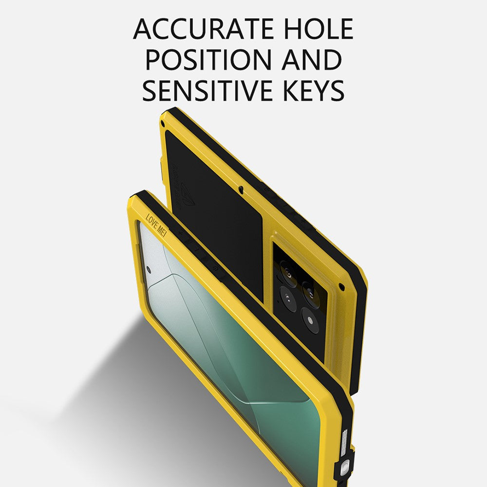 LOVE MEI-etui til Xiaomi 14 Pro med hærdet glasfilm i metal og silikone, robust mobilcover
