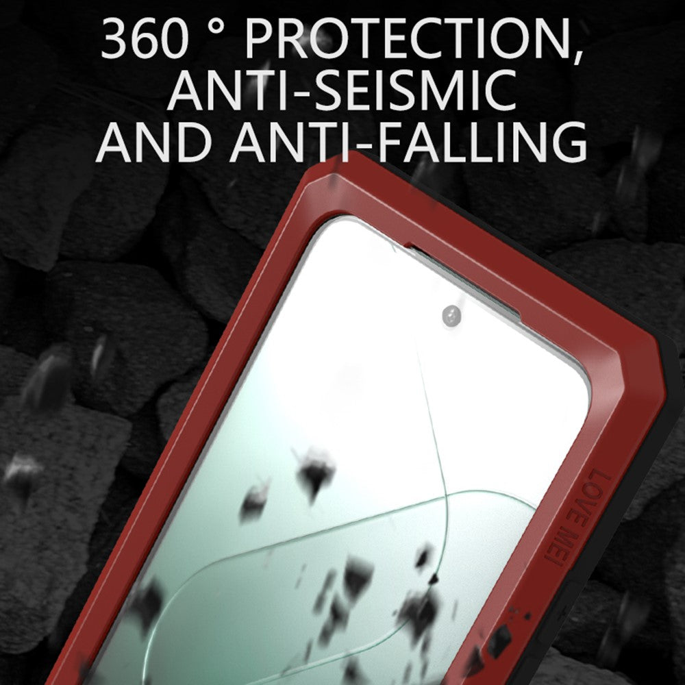 LOVE MEI-etui til Xiaomi 14 Pro med hærdet glasfilm i metal og silikone, robust mobilcover