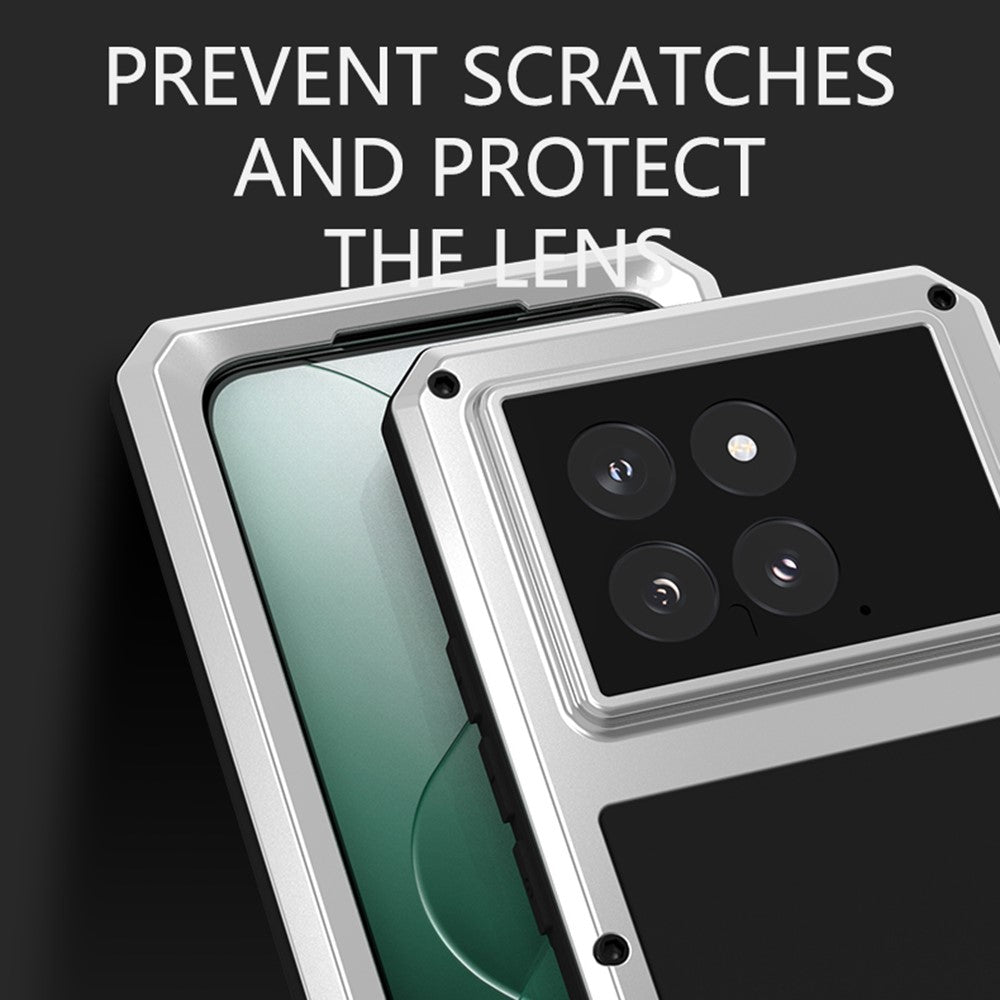 LOVE MEI-etui til Xiaomi 14 Pro med hærdet glasfilm i metal og silikone, robust mobilcover