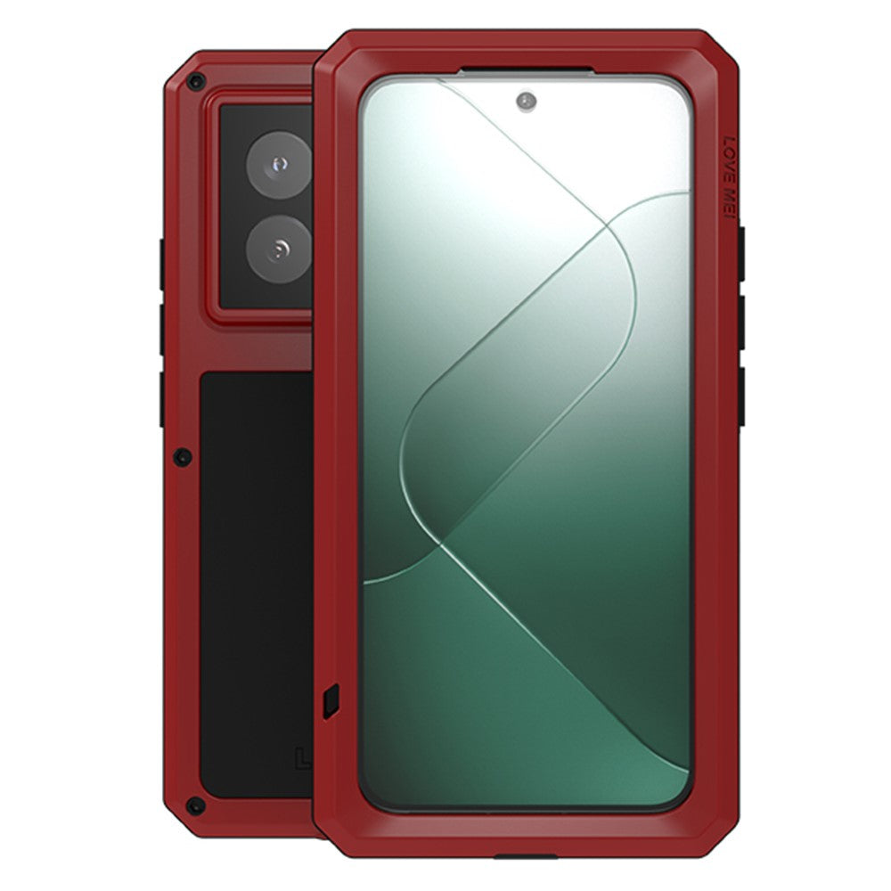 LOVE MEI-etui til Xiaomi 14 Pro med hærdet glasfilm i metal og silikone, robust mobilcover