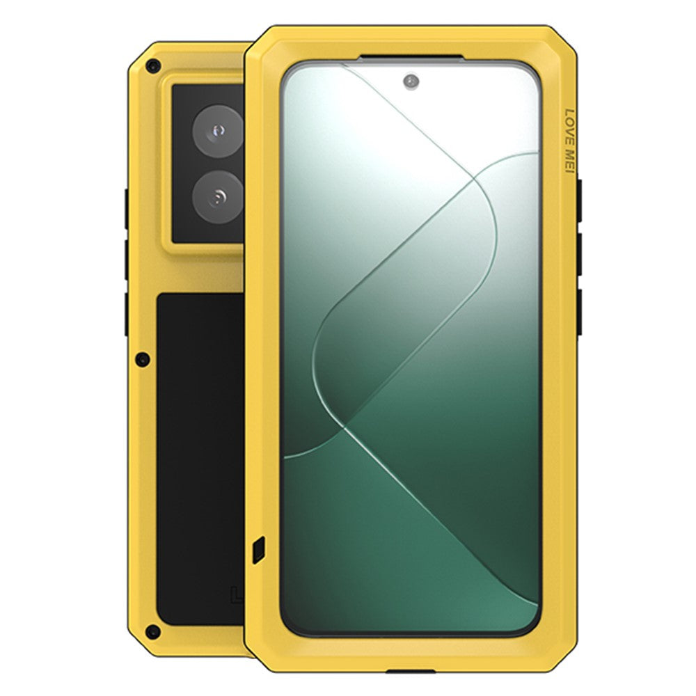 LOVE MEI-etui til Xiaomi 14 Pro med hærdet glasfilm i metal og silikone, robust mobilcover