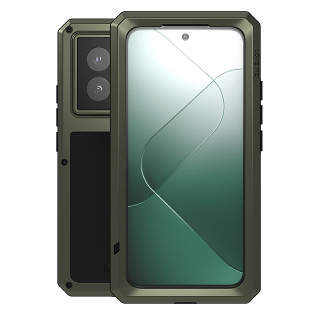 LOVE MEI-etui til Xiaomi 14 Pro med hærdet glasfilm i metal og silikone, robust mobilcover