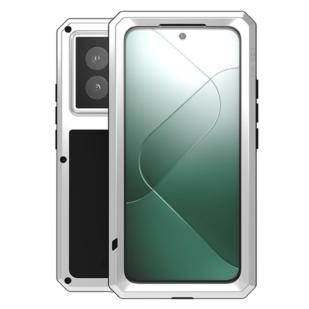 LOVE MEI-etui til Xiaomi 14 Pro med hærdet glasfilm i metal og silikone, robust mobilcover