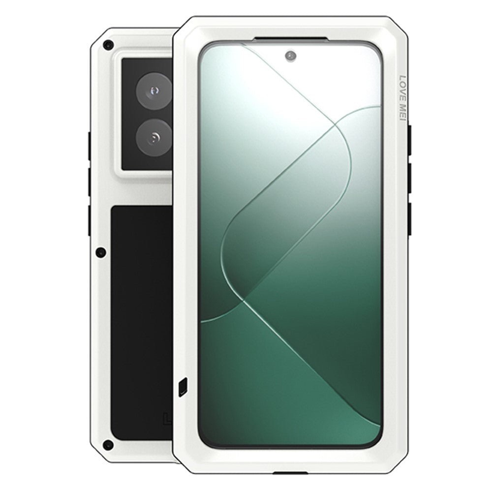 LOVE MEI-etui til Xiaomi 14 Pro med hærdet glasfilm i metal og silikone, robust mobilcover