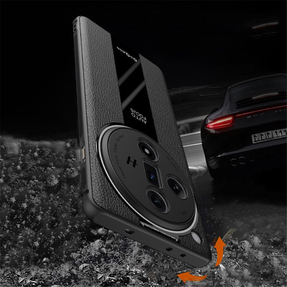 Q.COO For Oppo Find X7 Ultra Back Phone Cover PU Leather+TPU+Acrylic Dustproof Case