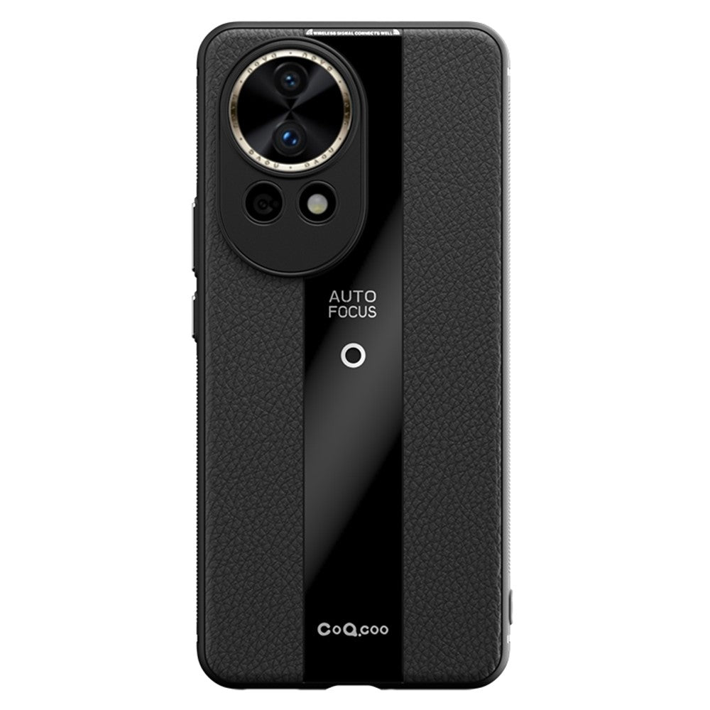 Q.COO For Huawei nova 12 5G Case Bump Proof Textured PU Leather+TPU+Acrylic Smart Phone Shell