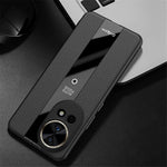 Q.COO For Huawei nova 12 5G Case Bump Proof Textured PU Leather+TPU+Acrylic Smart Phone Shell