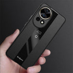 Q.COO For Huawei nova 12 5G Case Bump Proof Textured PU Leather+TPU+Acrylic Smart Phone Shell