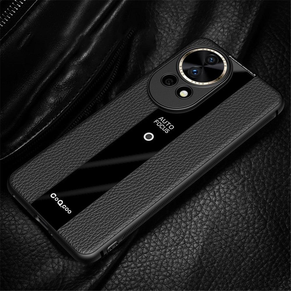 Q.COO For Huawei nova 12 5G Case Bump Proof Textured PU Leather+TPU+Acrylic Smart Phone Shell