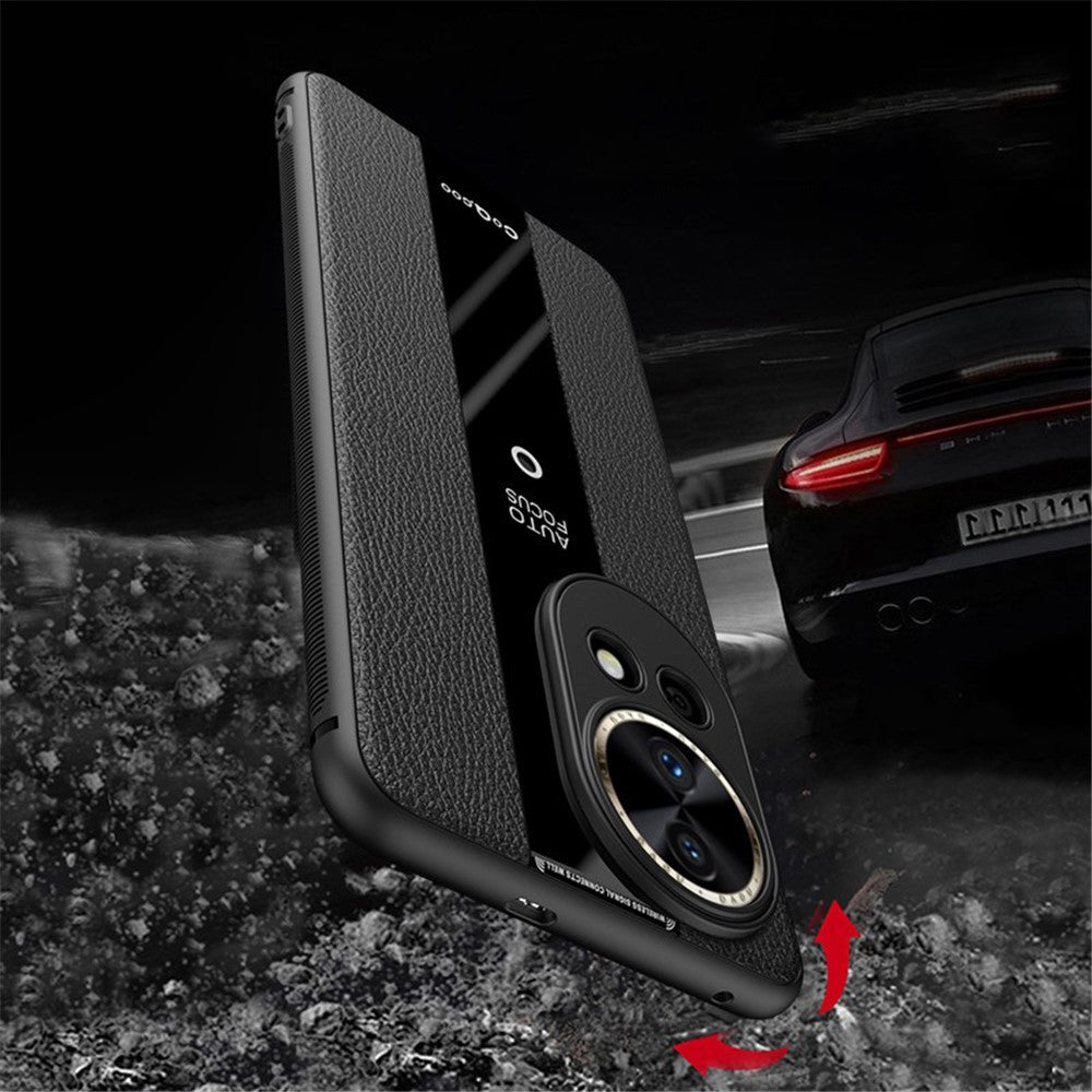 Q.COO Non-slip Case for Huawei nova 12 Pro 5G / 12 Ultra 5G Cover Leather+TPU+Acrylic Slim Smartphone Shell