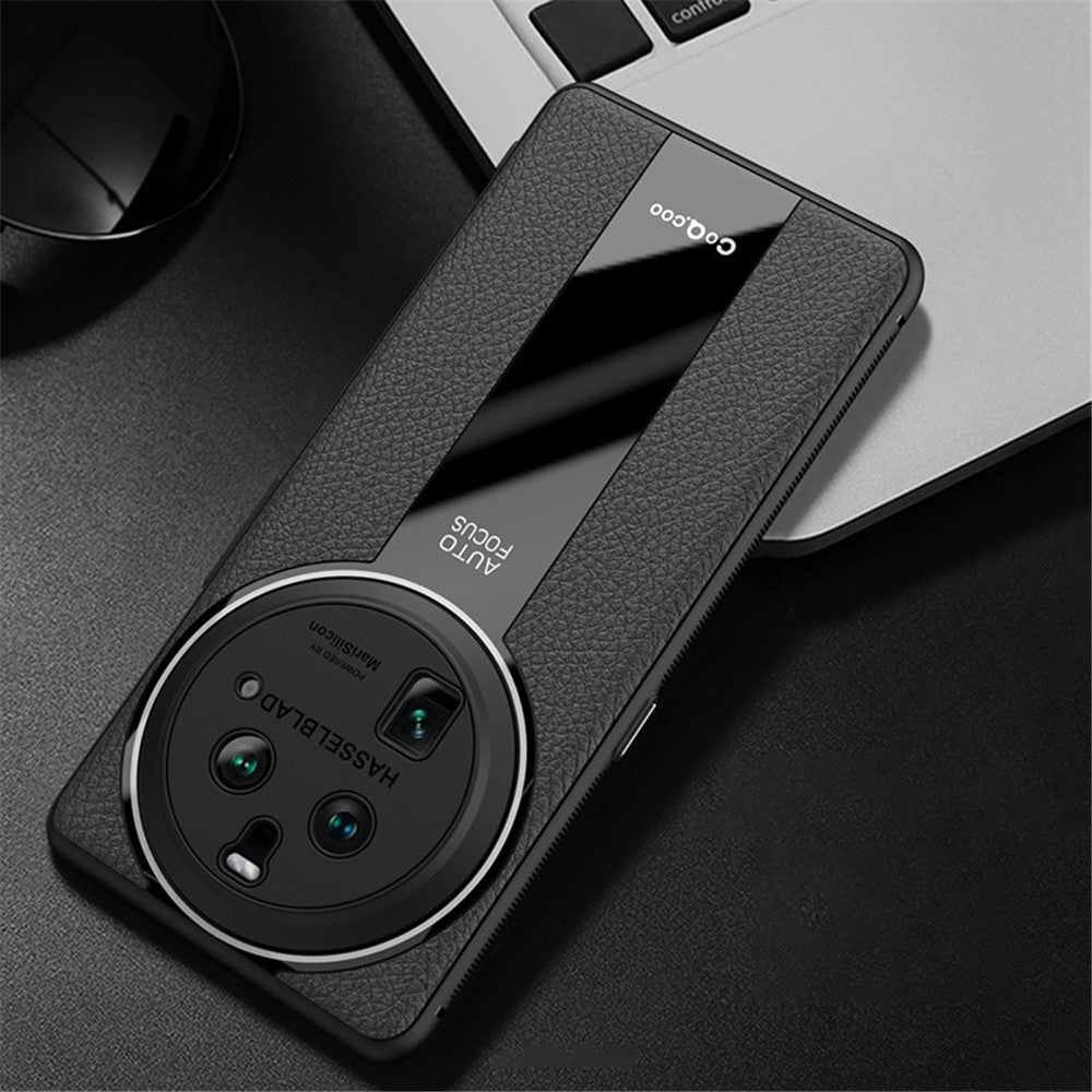Q.COO For Oppo Find X6 Pro Case Fall Protection PU Leather+TPU+Acrylic Protective Back Cover
