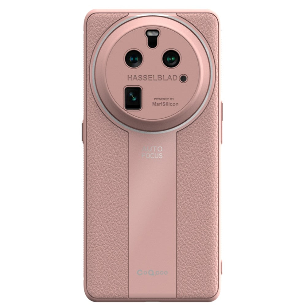 Q.COO For Oppo Find X6 Pro Case Fall Protection PU Leather+TPU+Acrylic Protective Back Cover