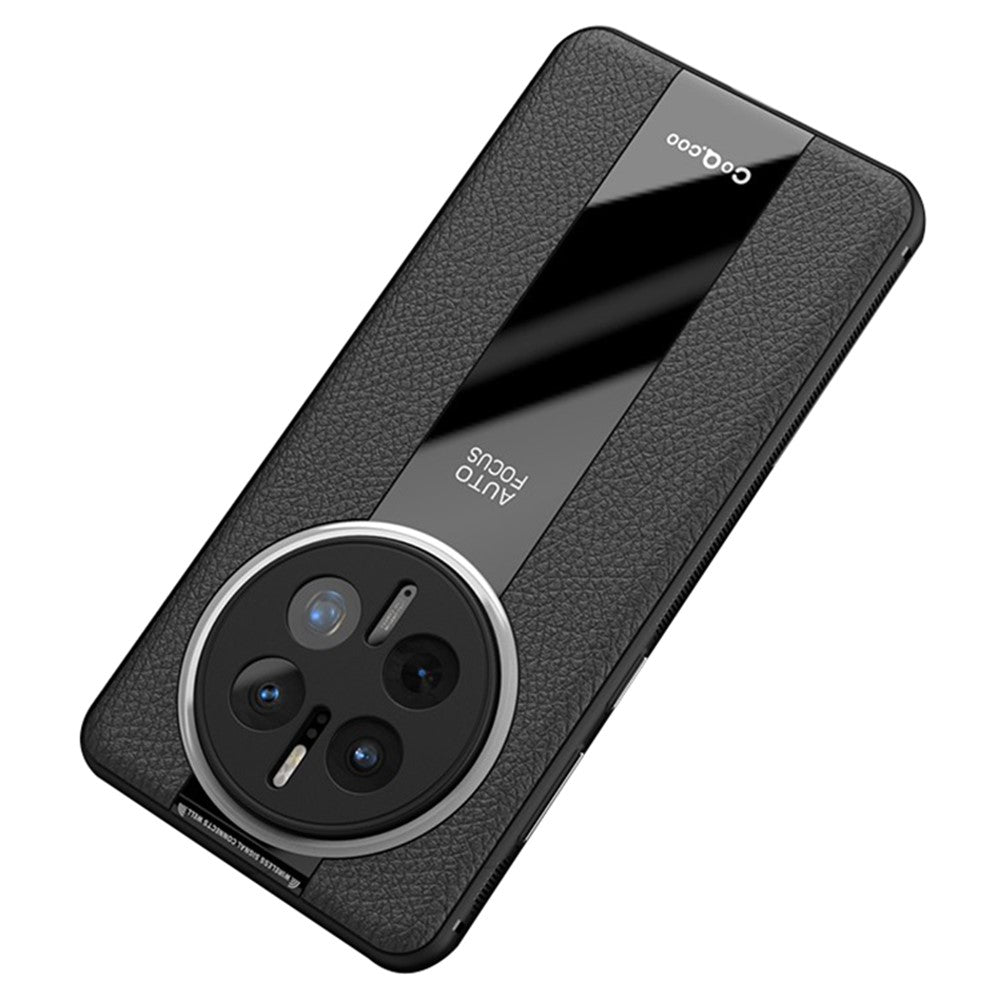 Q.COO För Huawei Mate 50 Pro 4G Skal PU Läder+TPU+Akryl Antikollisions Mobilskal