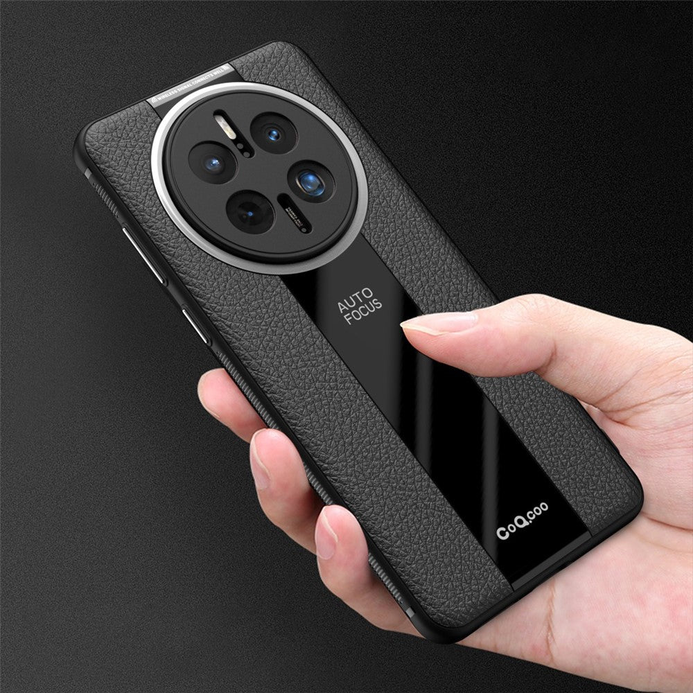 Q.COO För Huawei Mate 50 Pro 4G Skal PU Läder+TPU+Akryl Antikollisions Mobilskal
