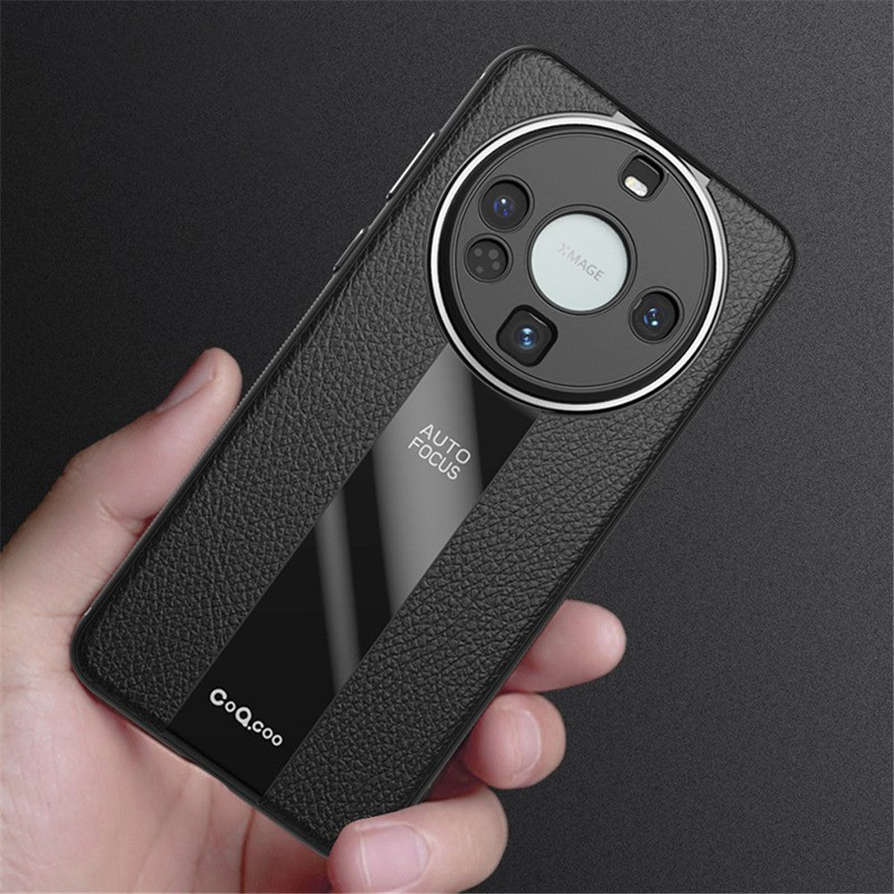 Q.COO For Huawei Mate 60 Case Bump Proof PU Leather+TPU+Acrylic Phone Shell