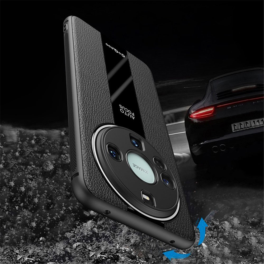 Q.COO For Huawei Mate 60 Case Bump Proof PU Leather+TPU+Acrylic Phone Shell