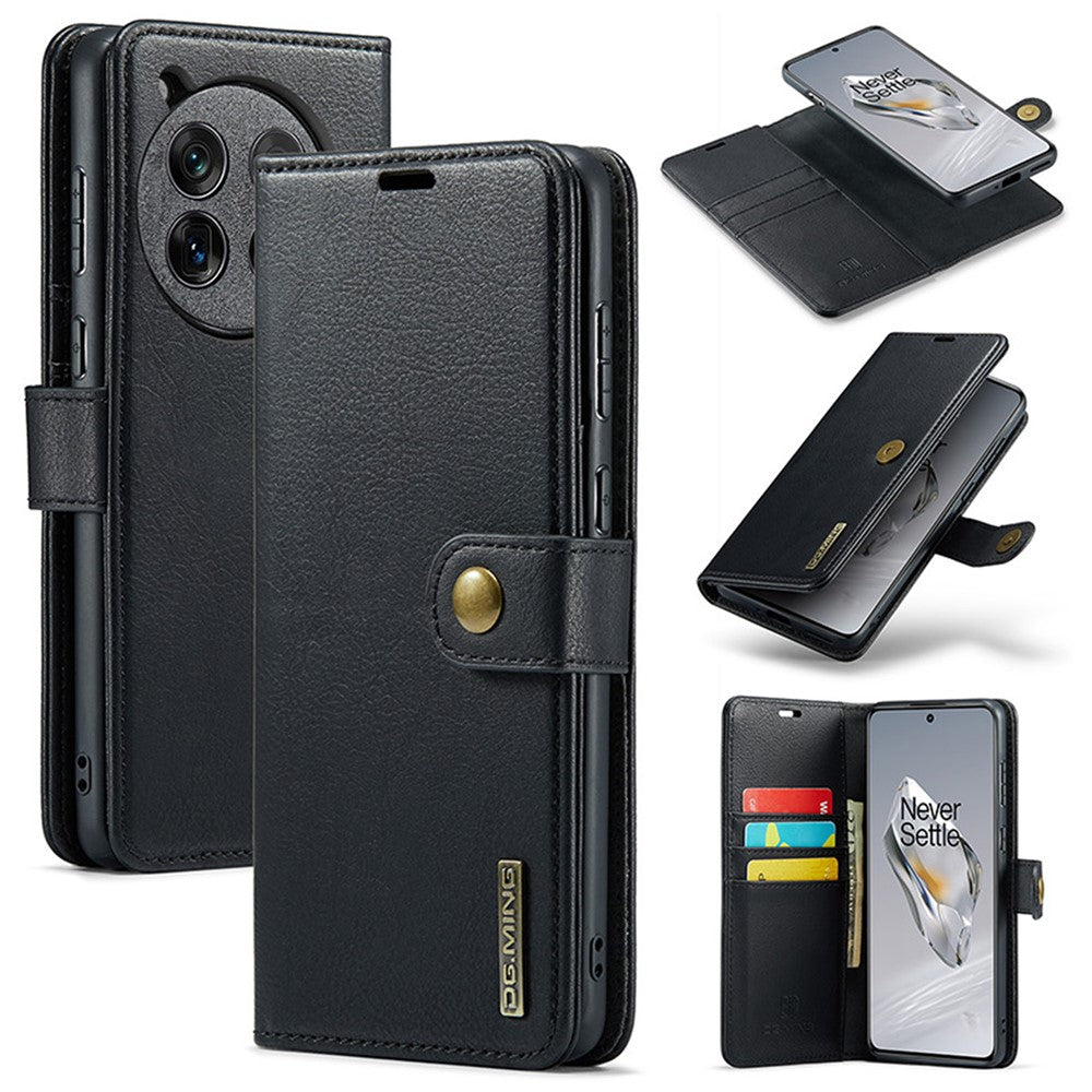 DG.MING for OnePlus 12 5G Case Detachable Split Leather Phone Cover with Stand Wallet