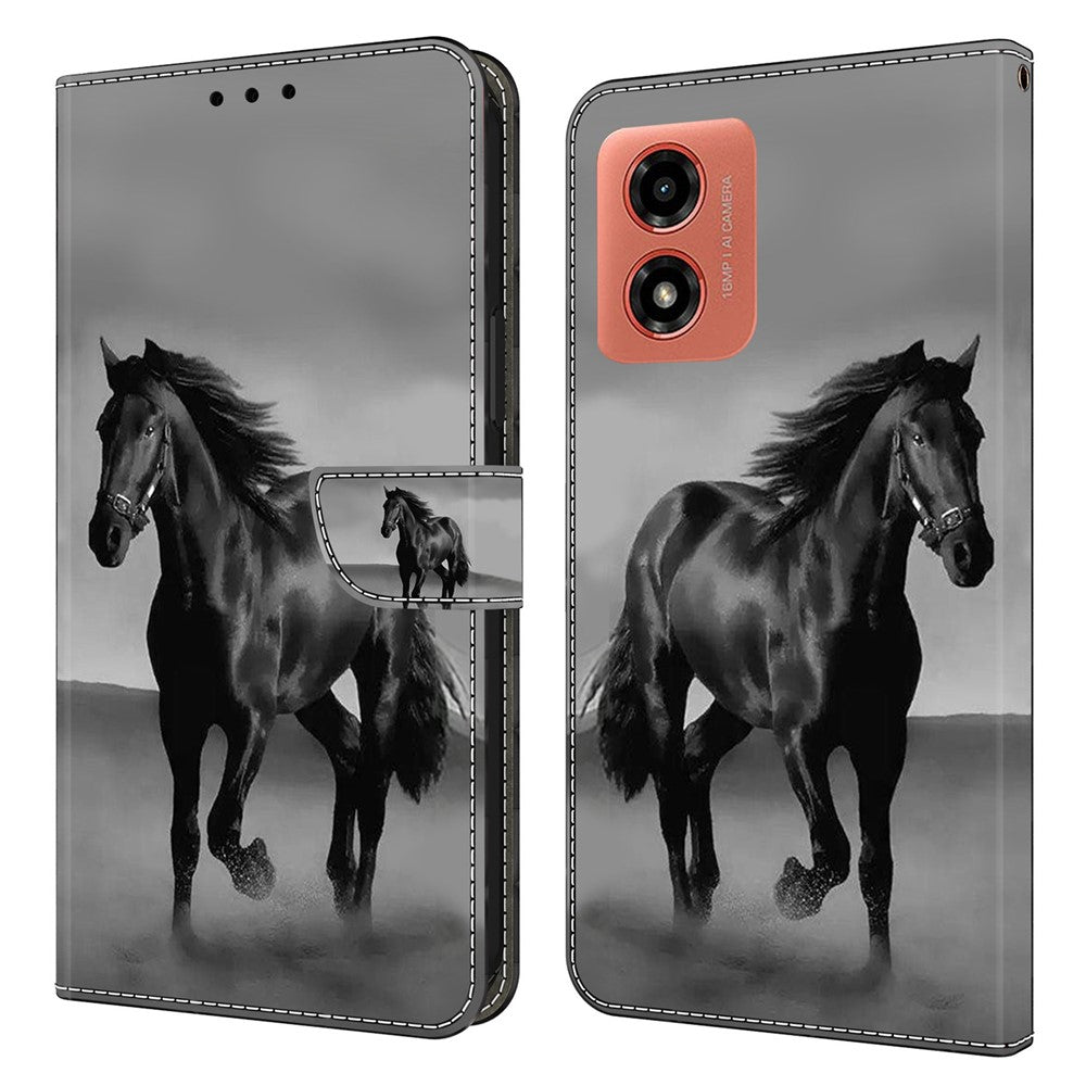 For Motorola Moto E14 4G / G04 4G / G04s 4G / G24 4G Leather Case 3D Pattern Printing Wallet Stand Cover