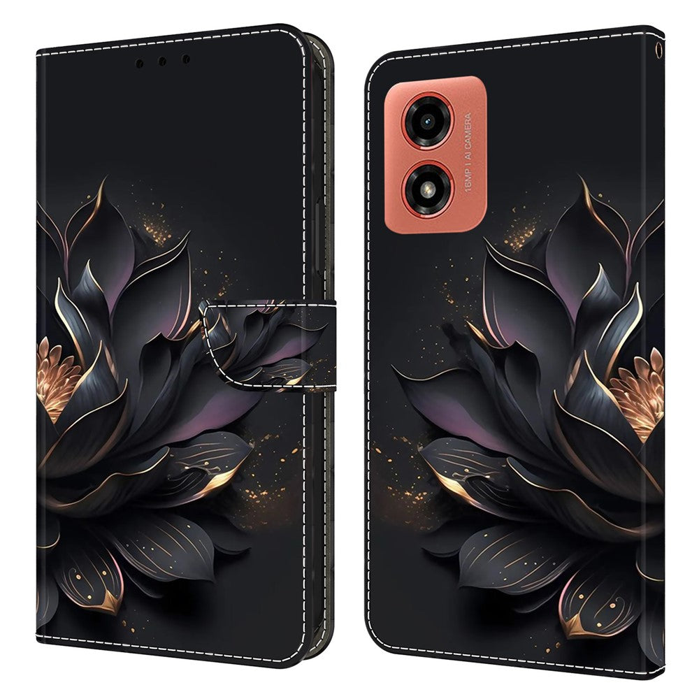 For Motorola Moto E14 4G / G04 4G / G04s 4G / G24 4G Leather Case 3D Pattern Printing Wallet Stand Cover