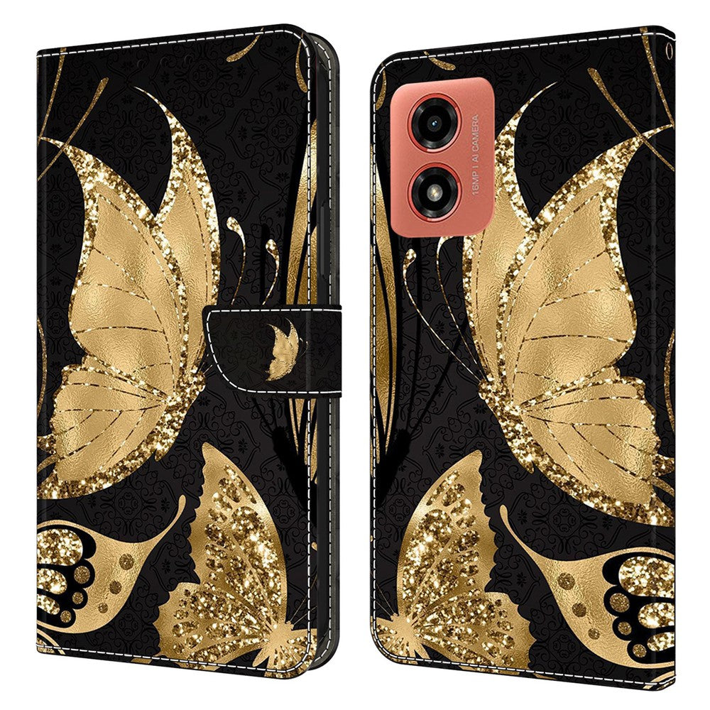 For Motorola Moto E14 4G / G04 4G / G04s 4G / G24 4G Leather Case 3D Pattern Printing Wallet Stand Cover