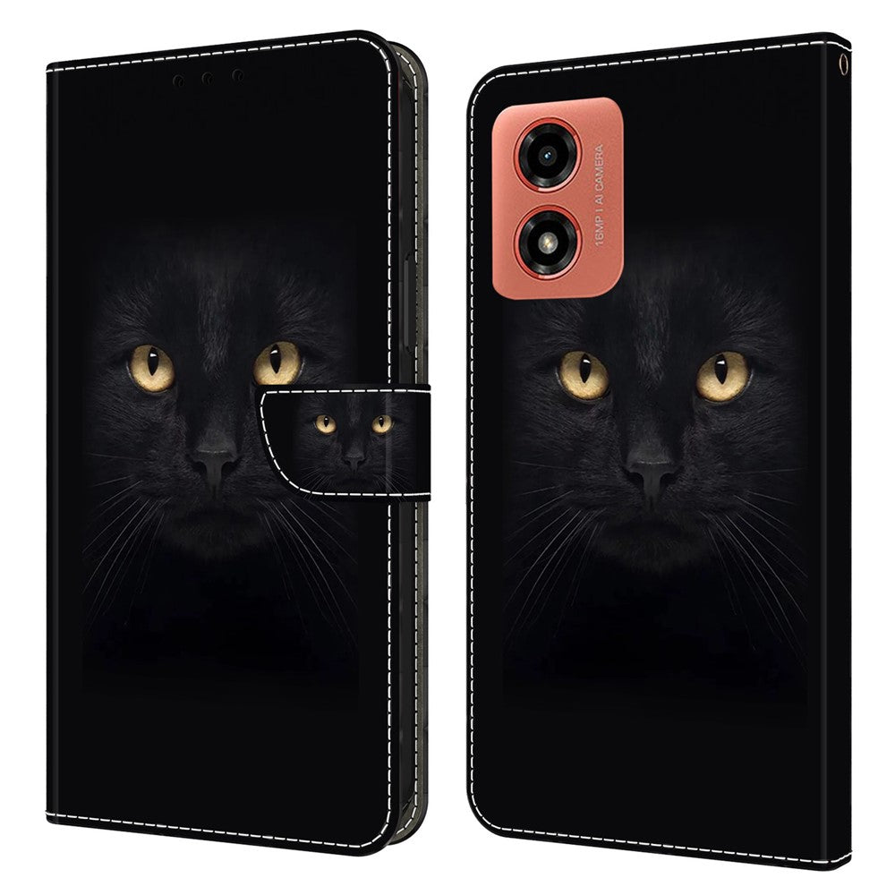 For Motorola Moto E14 4G / G04 4G / G04s 4G / G24 4G Leather Case 3D Pattern Printing Wallet Stand Cover