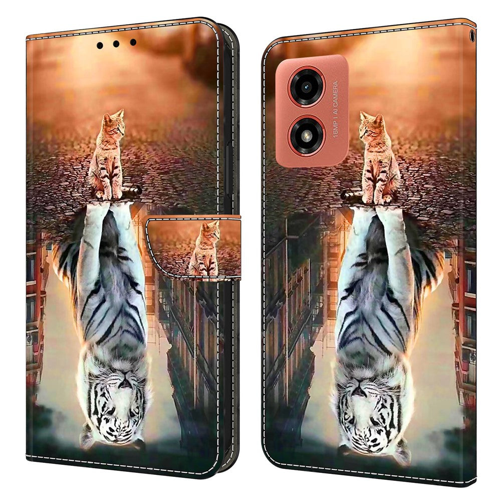 For Motorola Moto E14 4G / G04 4G / G04s 4G / G24 4G Leather Case 3D Pattern Printing Wallet Stand Cover