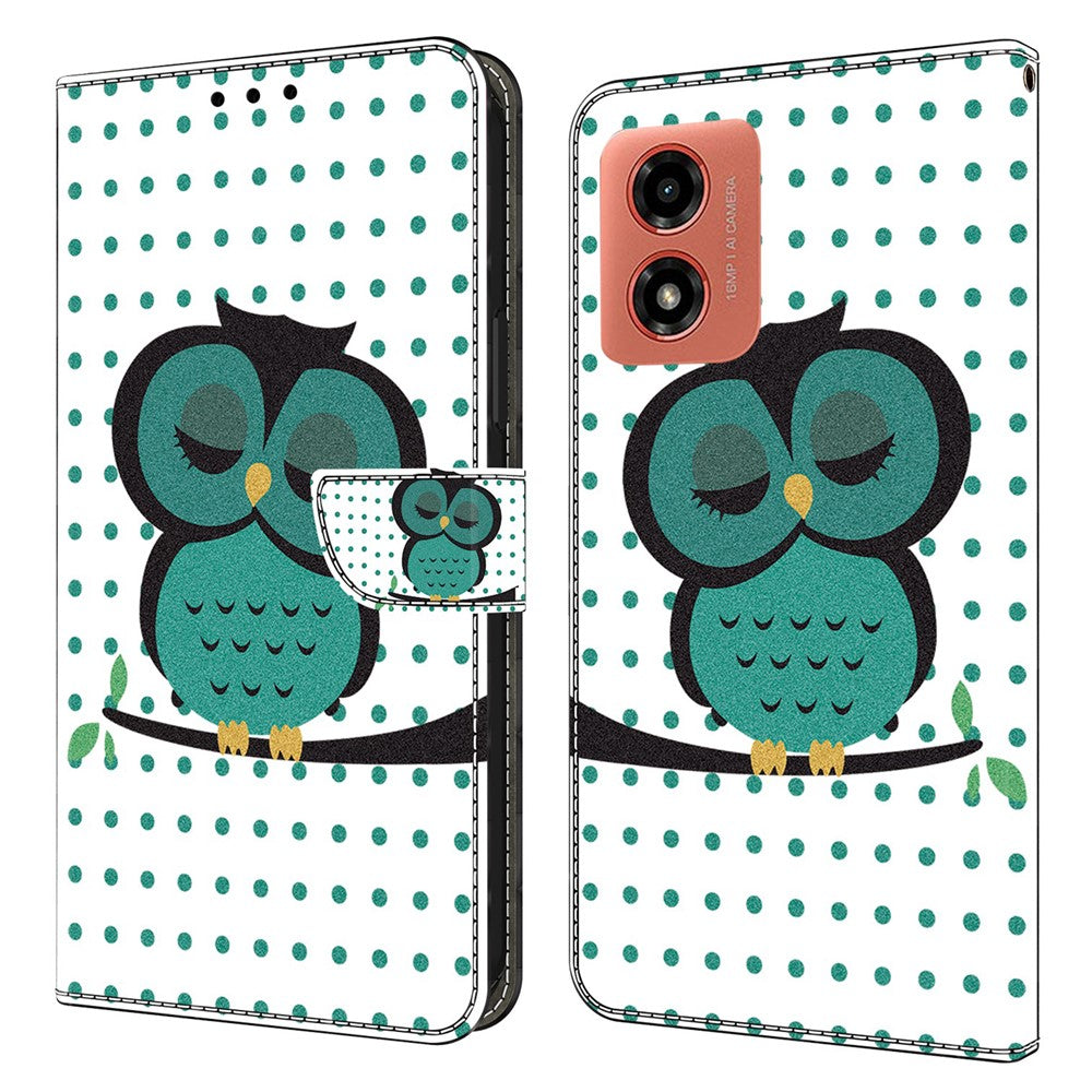 For Motorola Moto E14 4G / G04 4G / G04s 4G / G24 4G Leather Case 3D Pattern Printing Wallet Stand Cover