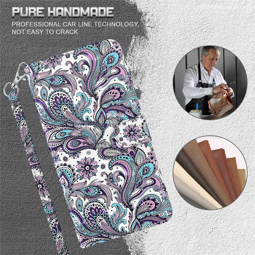 For Xiaomi Redmi Note 13 5G Leather Case 3D Pattern Printing Phone Cover with Hand Strap