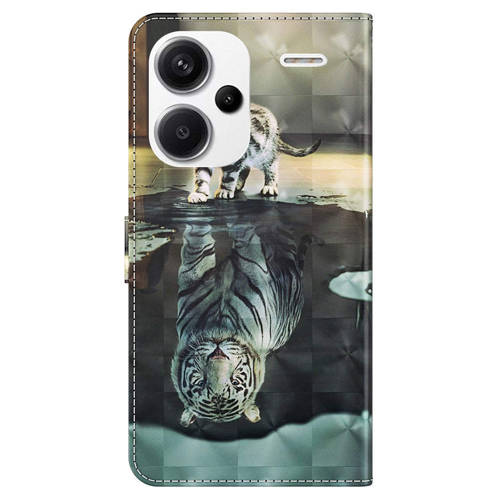 Xiaomi Redmi Note 13 Pro+ 5G-skal med 3D-mönstertryck i läder och handrem
