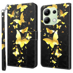 Xiaomi Redmi Note 13 4G mobilskal 3D-mönstertryck Läderflipfodral med Handrem
