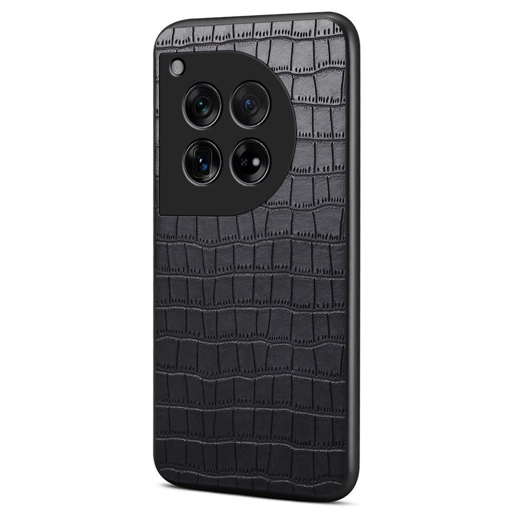 For OnePlus 12 5G Back Case Crocodile Texture Leather Shock-Absorbent Phone Cover