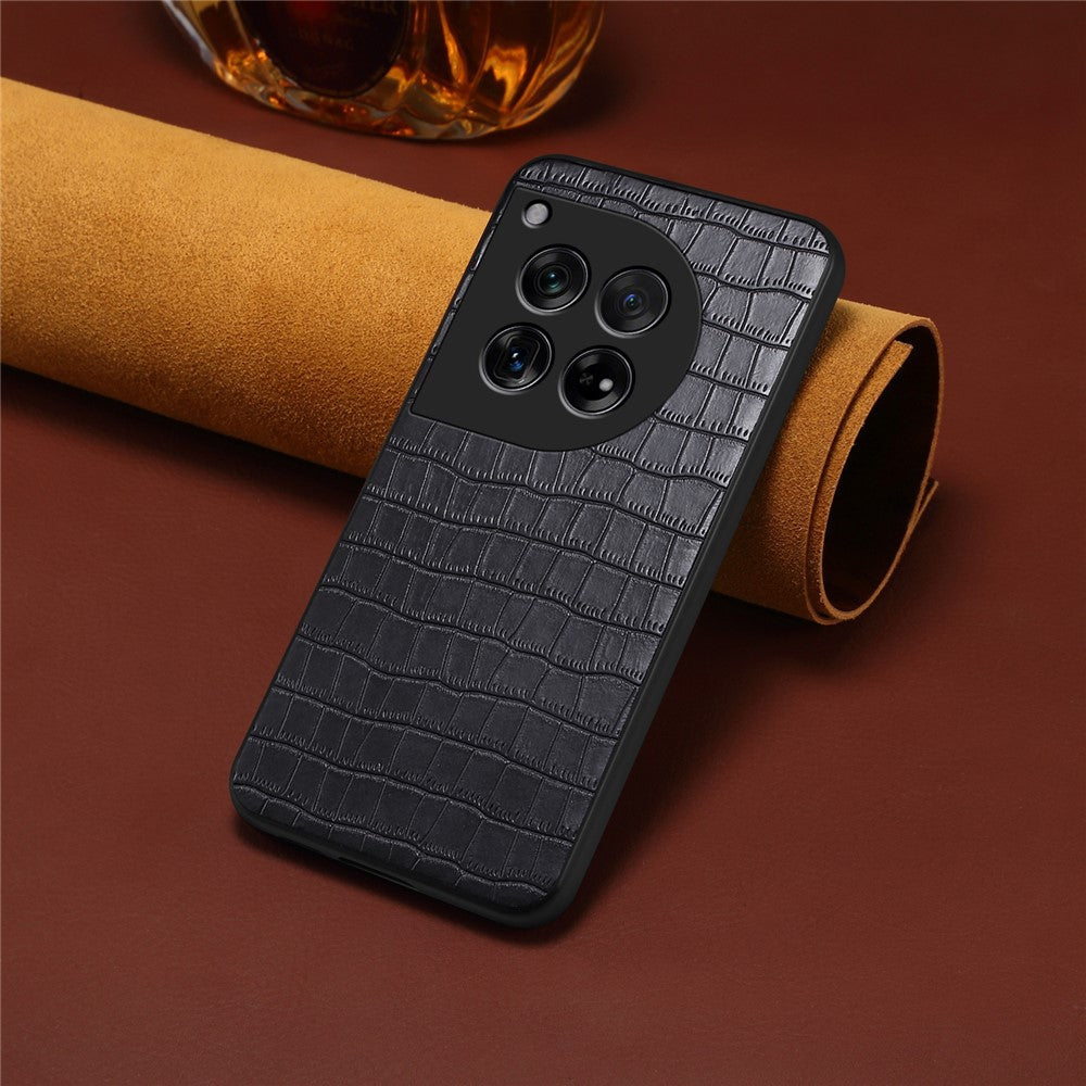 For OnePlus 12 5G Back Case Crocodile Texture Leather Shock-Absorbent Phone Cover