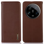 KHAZNEH For Xiaomi 14 Ultra Case RFID Blocking Wallet Genuine Cow Leather Phone Cover