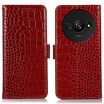 For Xiaomi Redmi A3 / Poco C61 4G Case Genuine Cow Leather Wallet Phone Cover Crocodile Texture