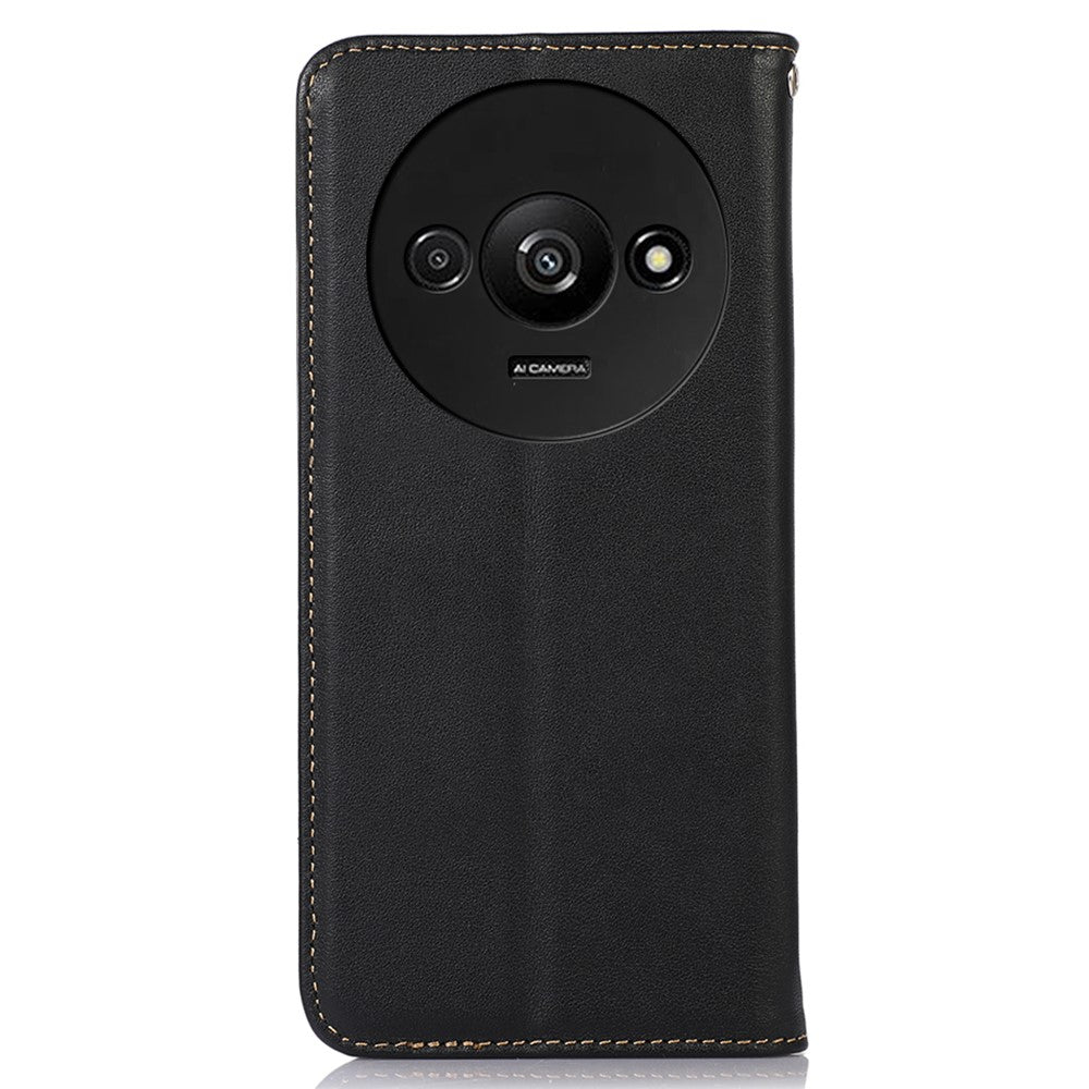 KHAZNEH pung-etui til Xiaomi Redmi A3 / Poco C61 4G - ægte okselæder - stativ - mobilcover - nappatekstur