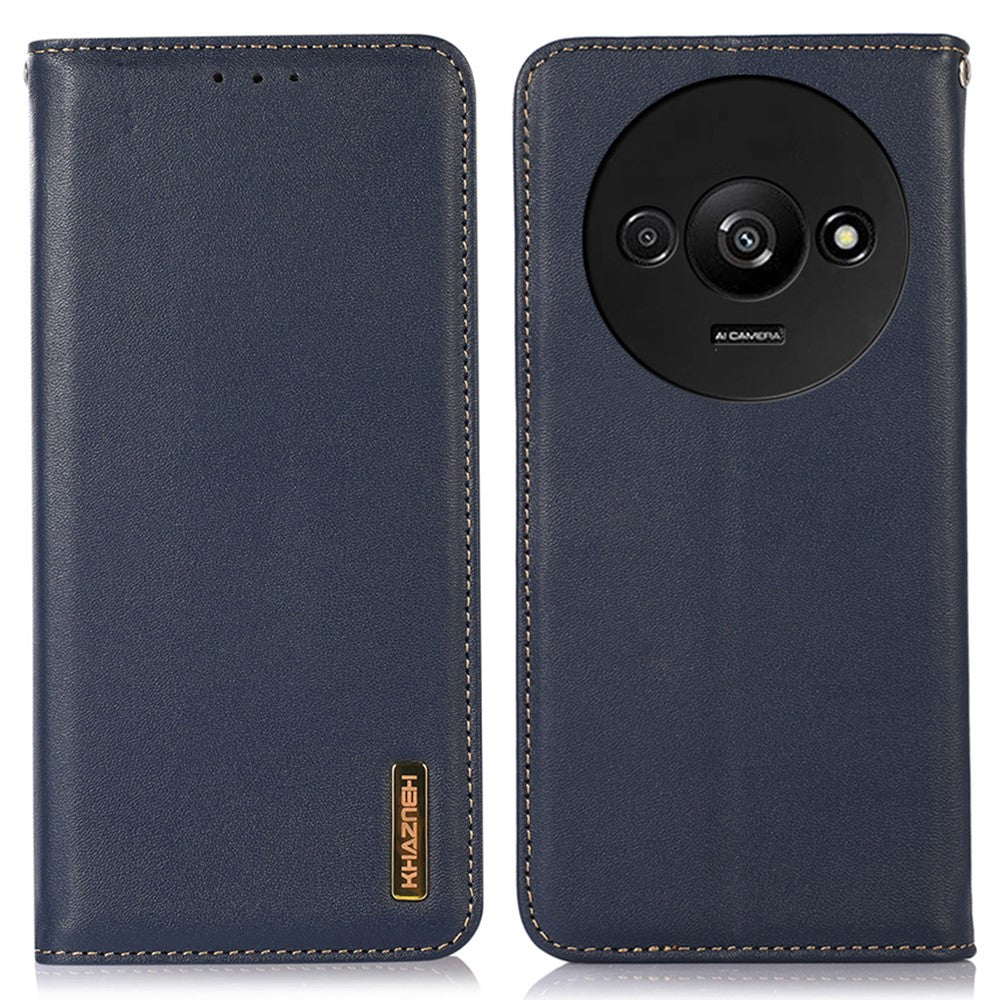 KHAZNEH pung-etui til Xiaomi Redmi A3 / Poco C61 4G - ægte okselæder - stativ - mobilcover - nappatekstur