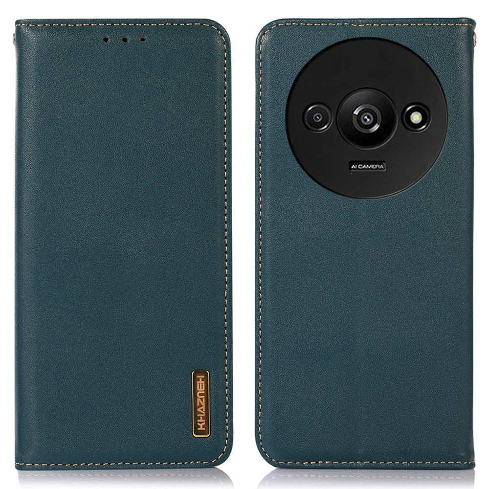 KHAZNEH pung-etui til Xiaomi Redmi A3 / Poco C61 4G - ægte okselæder - stativ - mobilcover - nappatekstur