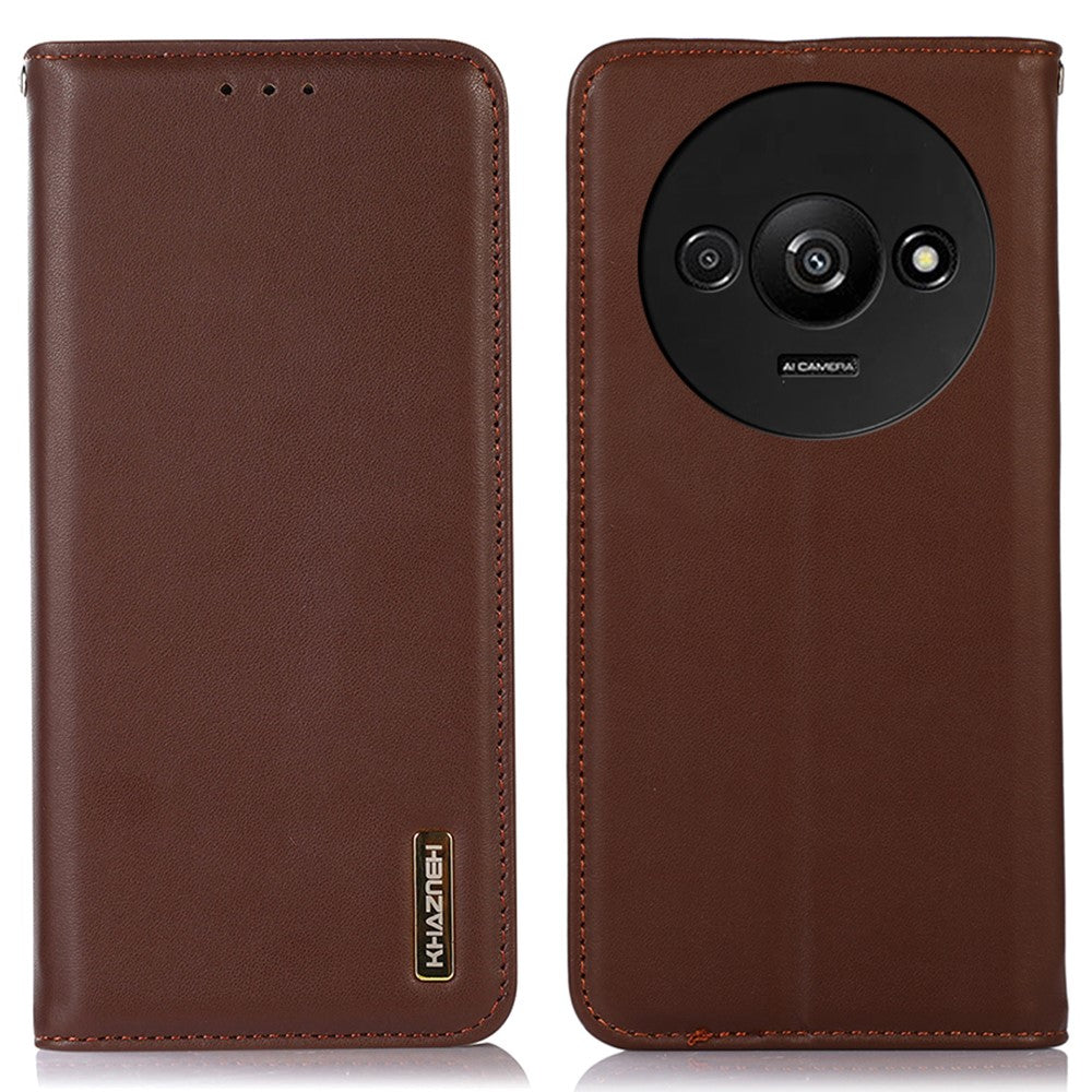 KHAZNEH pung-etui til Xiaomi Redmi A3 / Poco C61 4G - ægte okselæder - stativ - mobilcover - nappatekstur