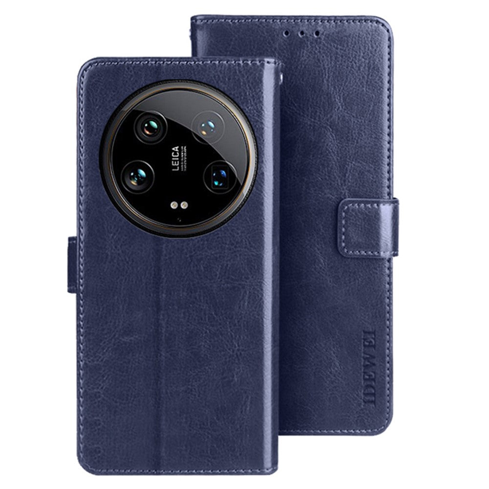 IDEWEI For Xiaomi 14 Ultra Case Flip Leather Phone Wallet Cover Crazy Horse Texture